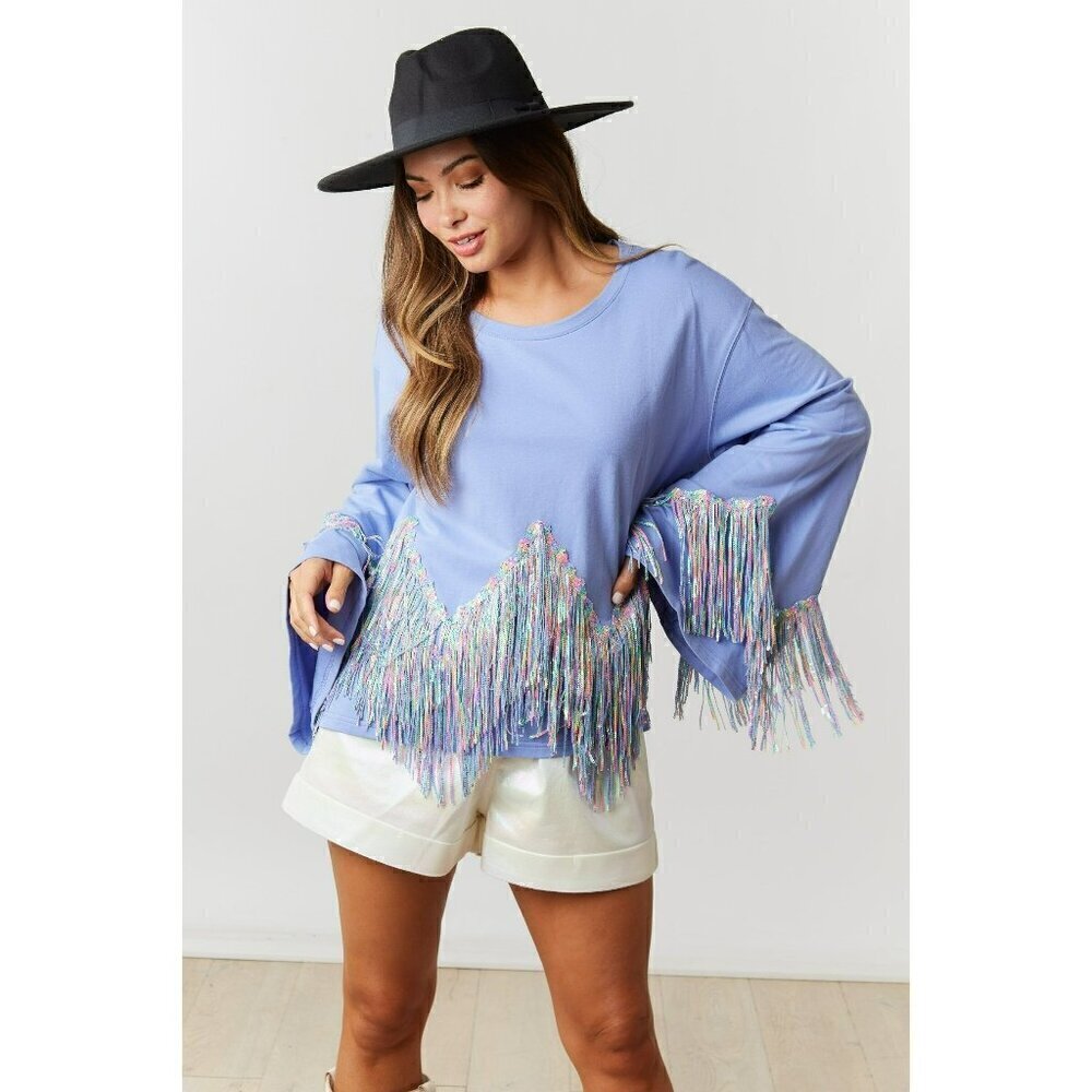 Periwinkle Pop Unicorn Fringe Top - Picture 2 of 8